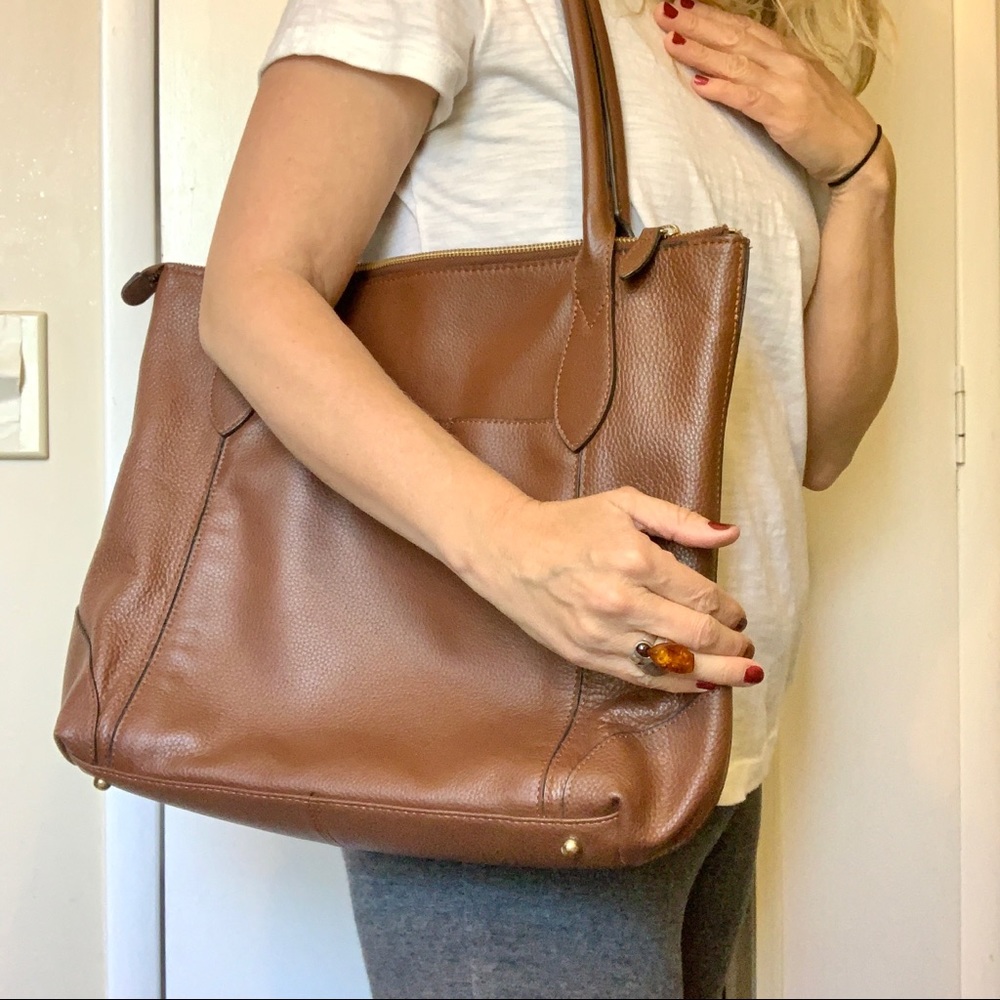 Lodis Brown Leather Tote Bag - Picture 8 of 14